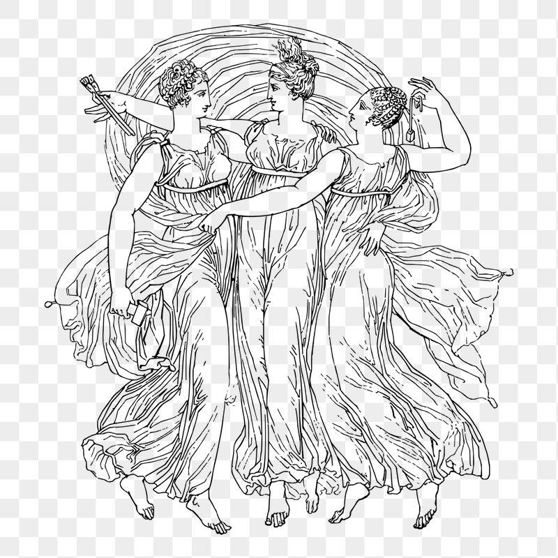 Three ladies png sticker illustration, | Free PNG - rawpixel