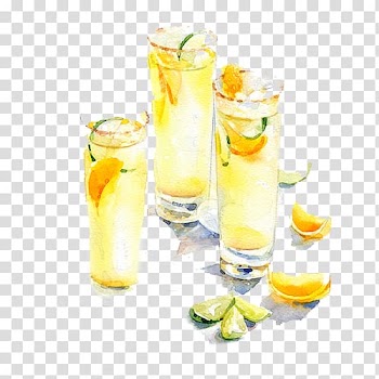 Three lime juice cups illustration, Cocktail Bxe1nh bu1ed9t lu1ecdc Watercolor painting Illustration, Lemon juice transparent background PNG clipart