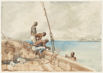 three men at edge of boat | Free Photo - rawpixel