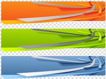 Three orange, green, and blue illustrations, Web banner 3D computer graphics Illustration, 3D web banners Abstract set transparent background PNG clipart