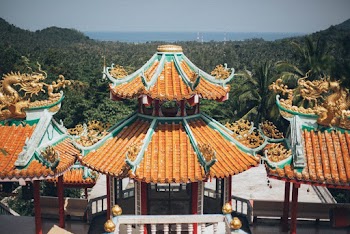 Three Pagoda Temples Near Trees