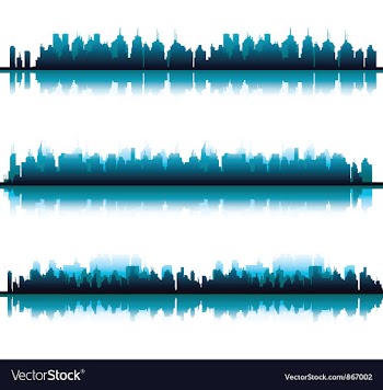Three panorama cities vector image