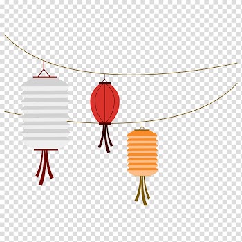 Three paper lanterns graphic art, Mid-Autumn Festival Lantern Computer file, Mid-Autumn Lantern transparent background PNG clipart