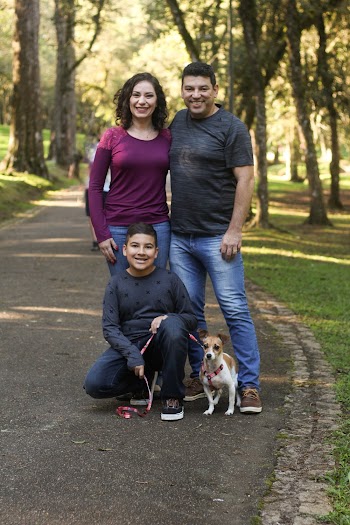 Three People With Dog