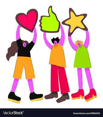 three persons holding heart like and star sign