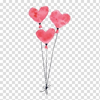 Three pink heart balloon , Balloon Drawing Pink, Pink balloon transparent background PNG clipart