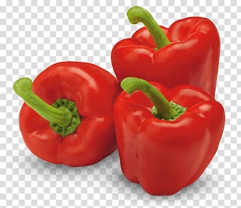 Three red bell peppers , Paprika Bell pepper Vegetable Cherry tomato Grocery store, acorn squash transparent background PNG clipart