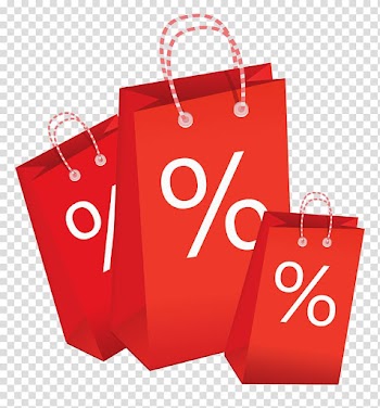 Three red shopping bags illustration, Shopping cart Sales , Shoping Bag with Discount Tag transparent background PNG clipart