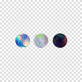 , three round assorted-color abstract illustrations transparent background PNG clipart