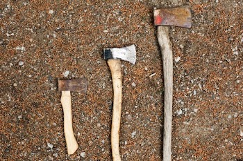 Three Sizes Of Axe Or Hatchet