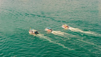 Three Speedboats Aerial Photography