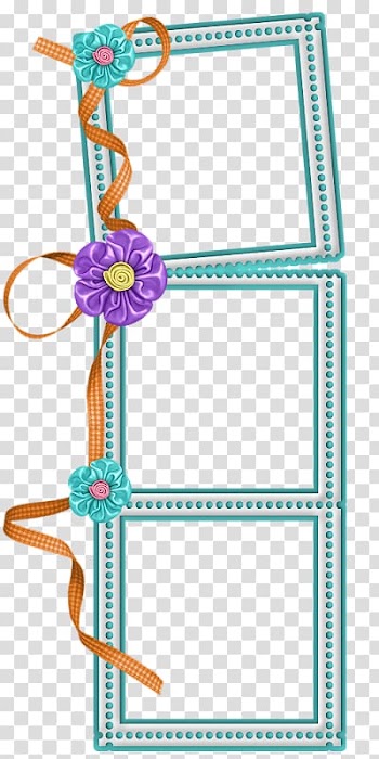 Three square blue-and-white frames illustration, frame, Flower Frame transparent background PNG clipart