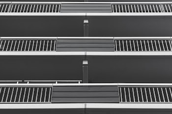 three stainless steel 3-storey building terrace rails
