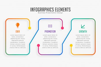 Three steps modern infographic template Free Vector