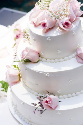  three tier cake with pink roses