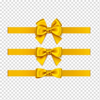 Three yellow ribbons, Ribbon Bow and arrow Euclidean , Gold bow transparent background PNG clipart