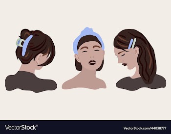 three young women with various hair styles