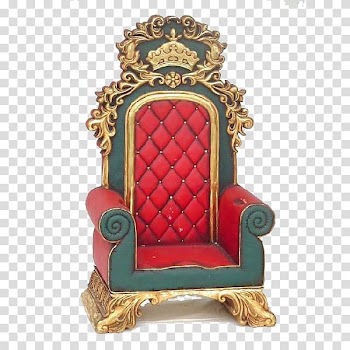Throne Christmas tree Father Christmas Santa's workshop Christmas lights, Dark red aristocratic sofa transparent background PNG clipart