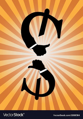 Thumbs up for dollar sign vector image