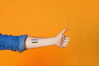 Thumbs Up With Genderqueer Flag Paint