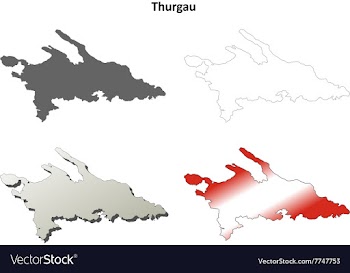 Thurgau blank detailed outline map set vector image