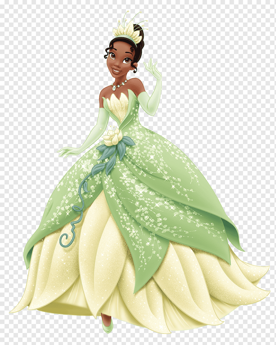 Tiana Rapunzel Belle Cinderella Ariel, Princess Tiana, green and white dress girl, the Walt Disney Company, cartoons, disney Princess png