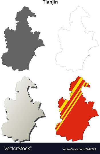 Tianjin blank outline map set vector image