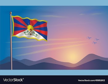 tibet flag in the morning sun