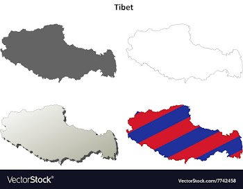 Tibet outline map set - Tibetan version vector image