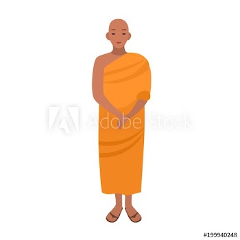 Tibetan buddhist monk dressed in traditional religious clothing