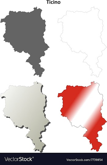 Ticino blank detailed outline map set vector image
