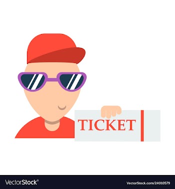 Tickets flat isometric concept young man take big vector image