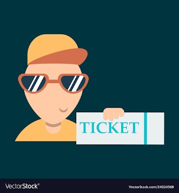 Tickets flat isometric concept young man take big vector image