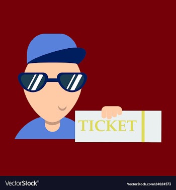 Tickets flat isometric concept young man take big vector image