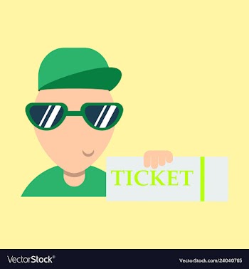 Tickets flat isometric concept young man take big vector image