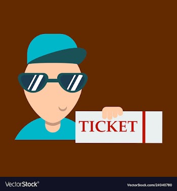 Tickets flat isometric concept young man take big vector image