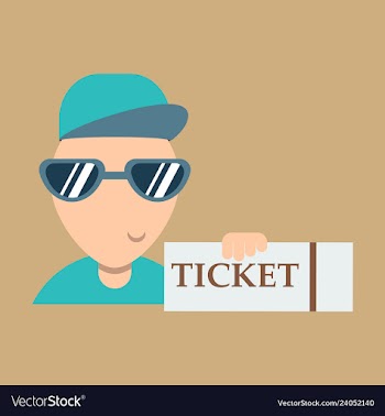 Tickets flat isometric concept young man take big vector image