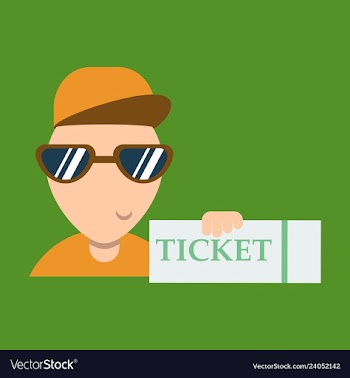 Tickets flat isometric concept young man take big vector image
