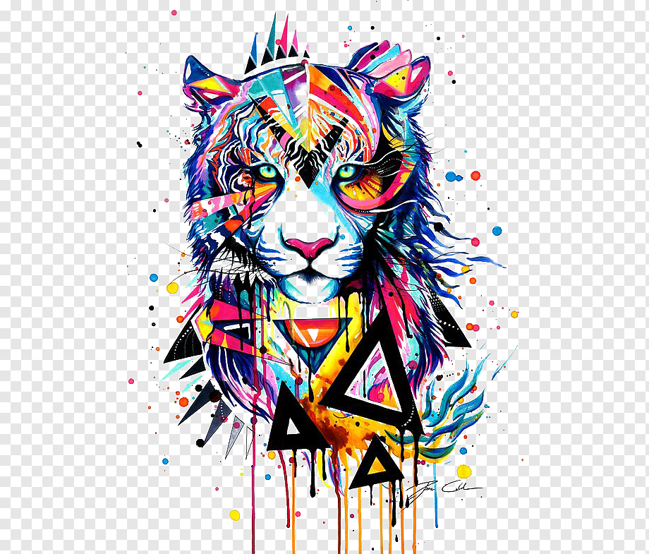 tiger abstract painting, Tiger Watercolor painting Drawing Illustration, tiger, pencil, animals, cat Like Mammal png
