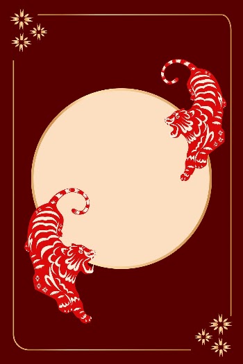 Tiger animal zodiac frame background, | Free Photo - rawpixel