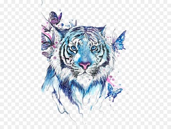 Tiger Butterfly Abziehtattoo Flash - Drawing Tiger 
