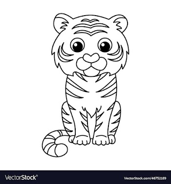 tiger cartoon coloring page for kids