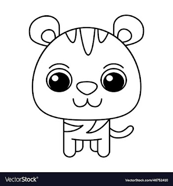 tiger cartoon coloring page for kids