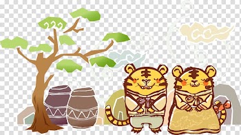 Tiger Cartoon Illustration, trees on the edge of the tiger transparent background PNG clipart