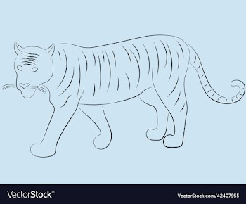tiger contour silhouette art drawing