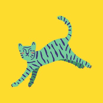 Tiger doodle sticker, green animal | Free PSD Illustration - rawpixel
