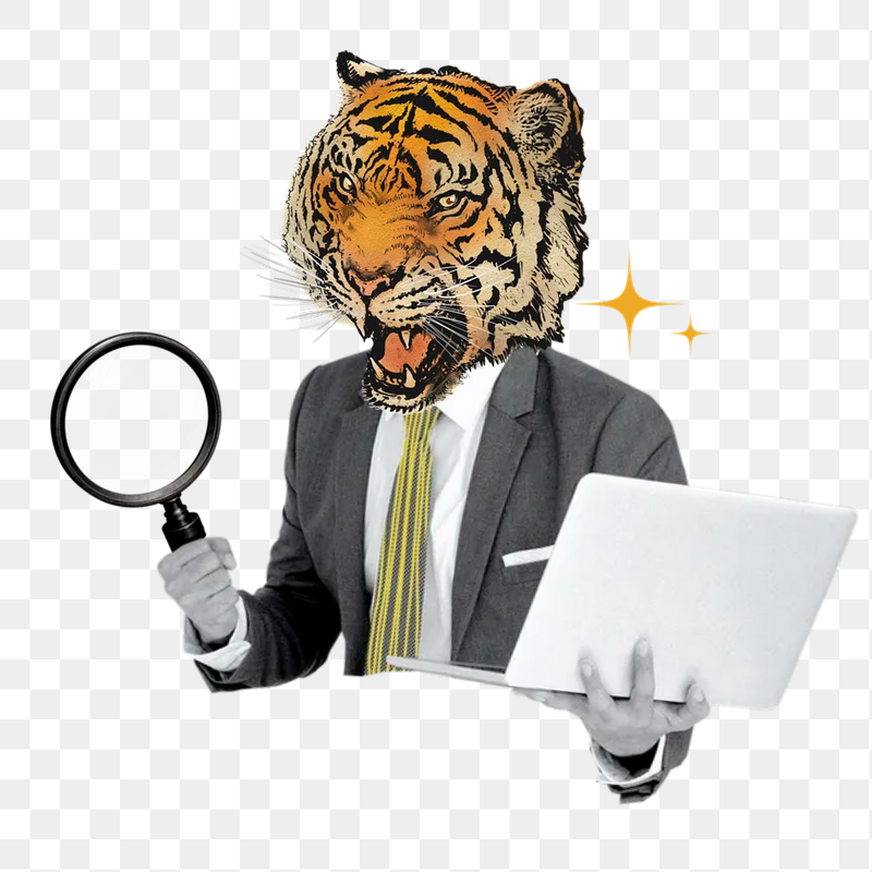 Tiger head businessman png sticker, | Free PNG - rawpixel