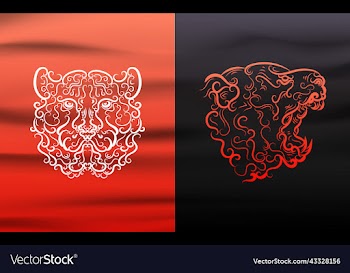 tiger head ornament for tattoo or