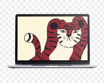 Tiger laptop png screen, Chinese | Free PNG Sticker - rawpixel