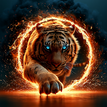 Tiger Leaping Through Fiery Ring